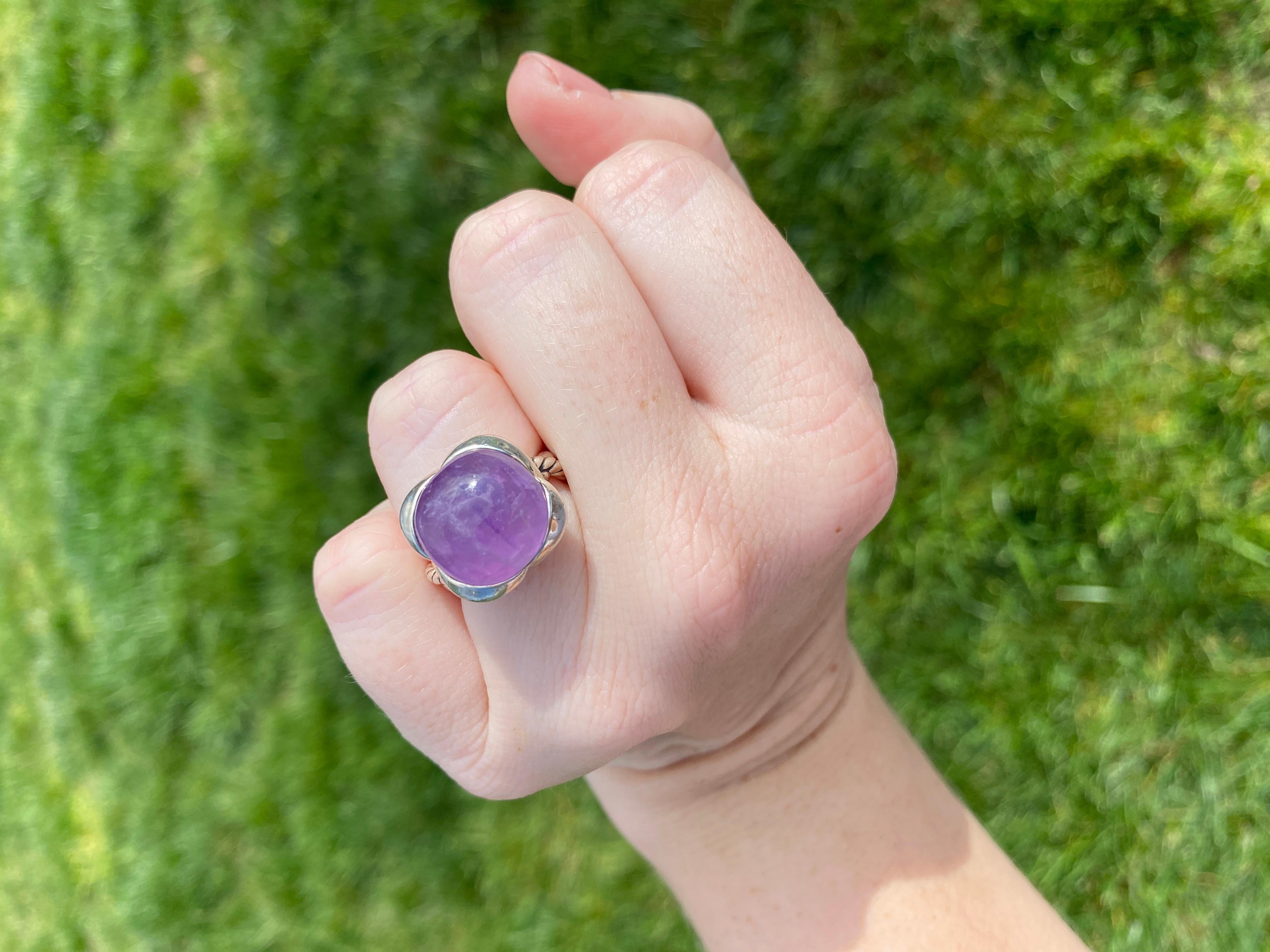 David Yurman 9.5 Carat Amethyst Infinity Ring, Sterling Silver, Ring, Large 3