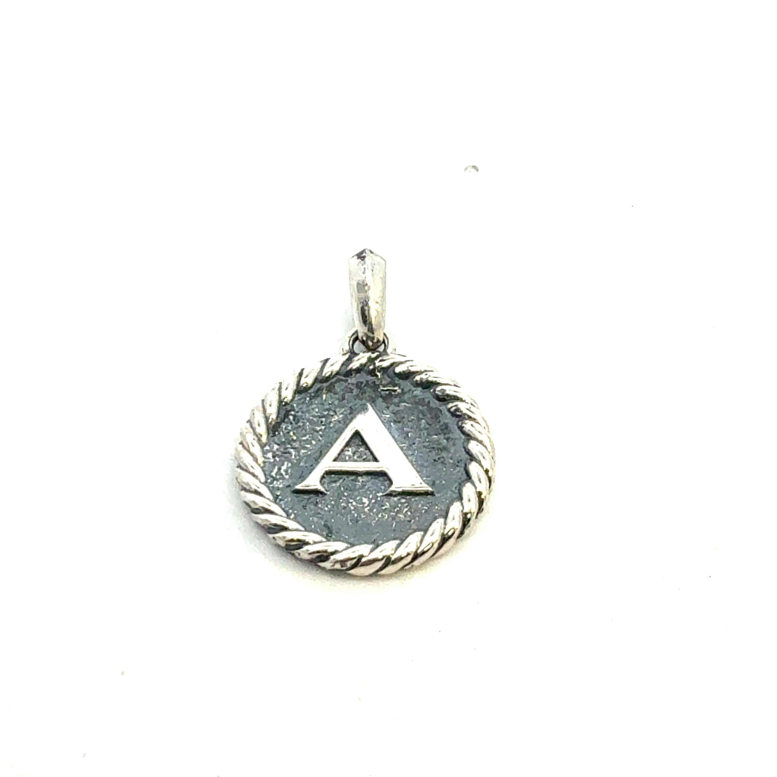 Authentic David Yurman A Initial Amulet Pendant Sterling Silver Estate DY675

Retail: $495.00

TRUSTED SELLER SINCE 2002

PLEASE SEE OUR HUNDREDS OF POSITIVE FEEDBACKS FROM OUR CLIENTS!!

FREE SHIPPING

This elegant Authentic David Yurman pendant is