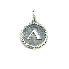 David Yurman A Initial Amulet Pendant Sterling Silver Estate