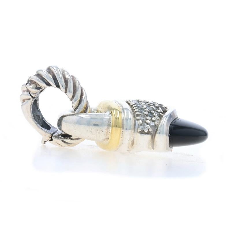 Round Cut David Yurman Acorn Onyx Diamond Enhancer Pendant Sterling Silver 925 18k .32ctw For Sale