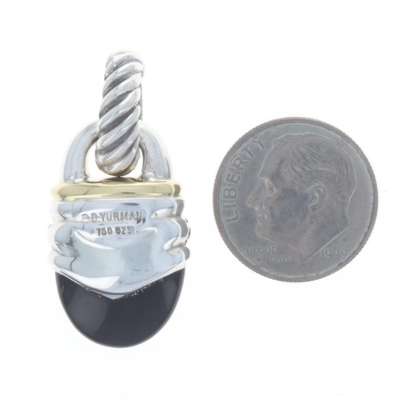David Yurman Acorn Onyx Diamond Enhancer Pendant Sterling Silver 925 18k .32ctw In Excellent Condition For Sale In Greensboro, NC