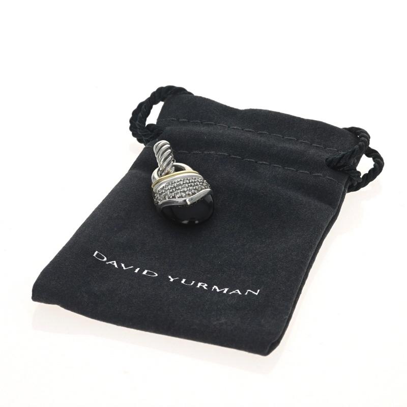David Yurman Acorn Onyx Diamond Enhancer Pendant Sterling Silver 925 18k .32ctw For Sale 1
