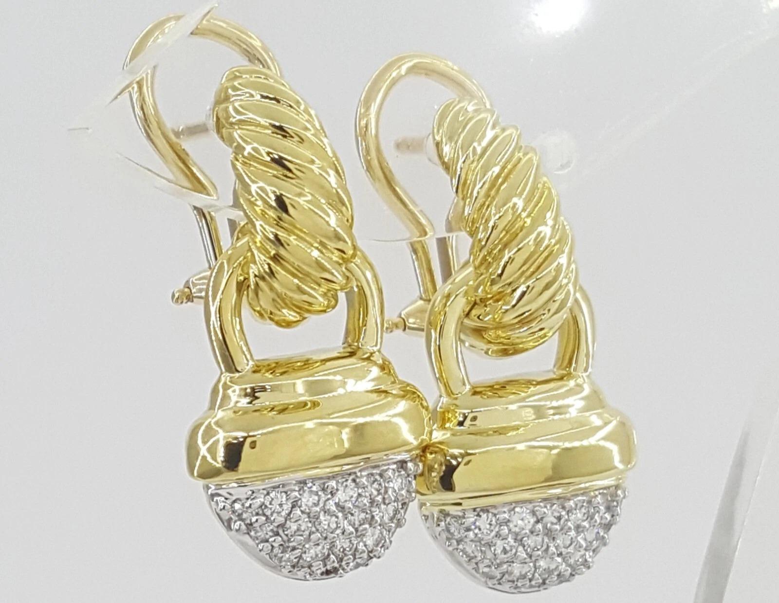 David Yurman: 0,3 Karat Tropfenohrringe mit Eichelpavé-Diamant im runden Brillantschliff in 18 Karat (Zeitgenössisch) im Angebot