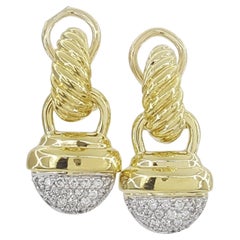 David Yurman, pendants d'oreilles en 18 carats avec pavé de diamants ronds brillants de 0,3 carat