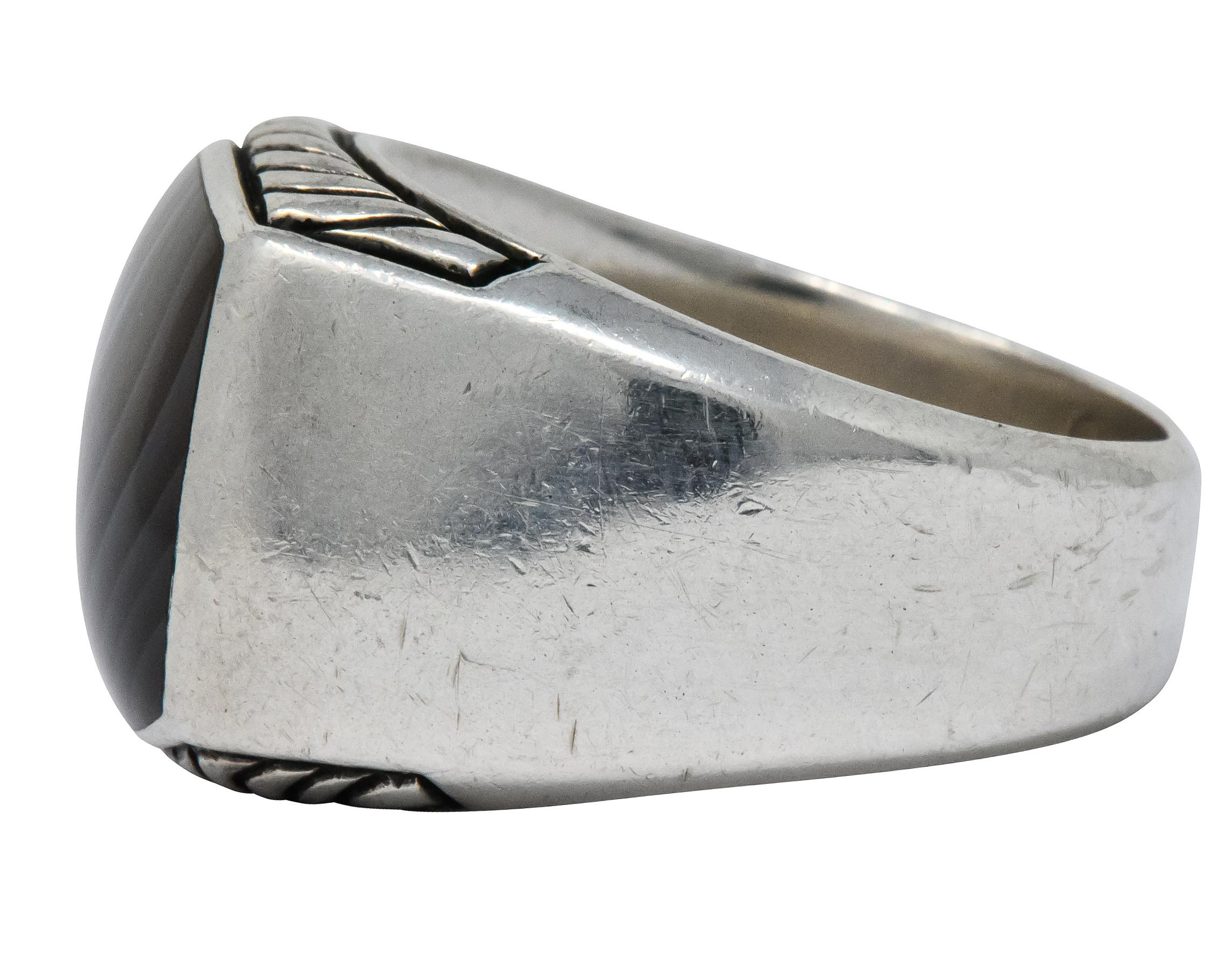 Women's or Men's David Yurman Agate Sterling Silver Men's Exotic Stone Ring