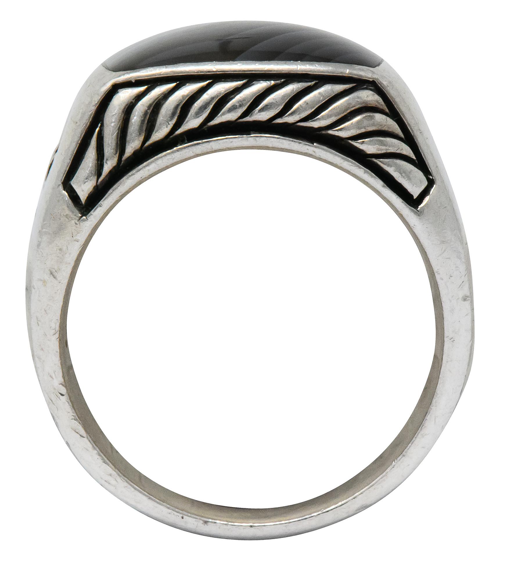David Yurman Agate Sterling Silver Men's Exotic Stone Ring 2