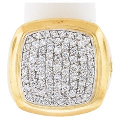 David Yurman Albion 18k Gold 1,35+ct Pave Runder Diamant 20mm Großer Cocktail-Ring
