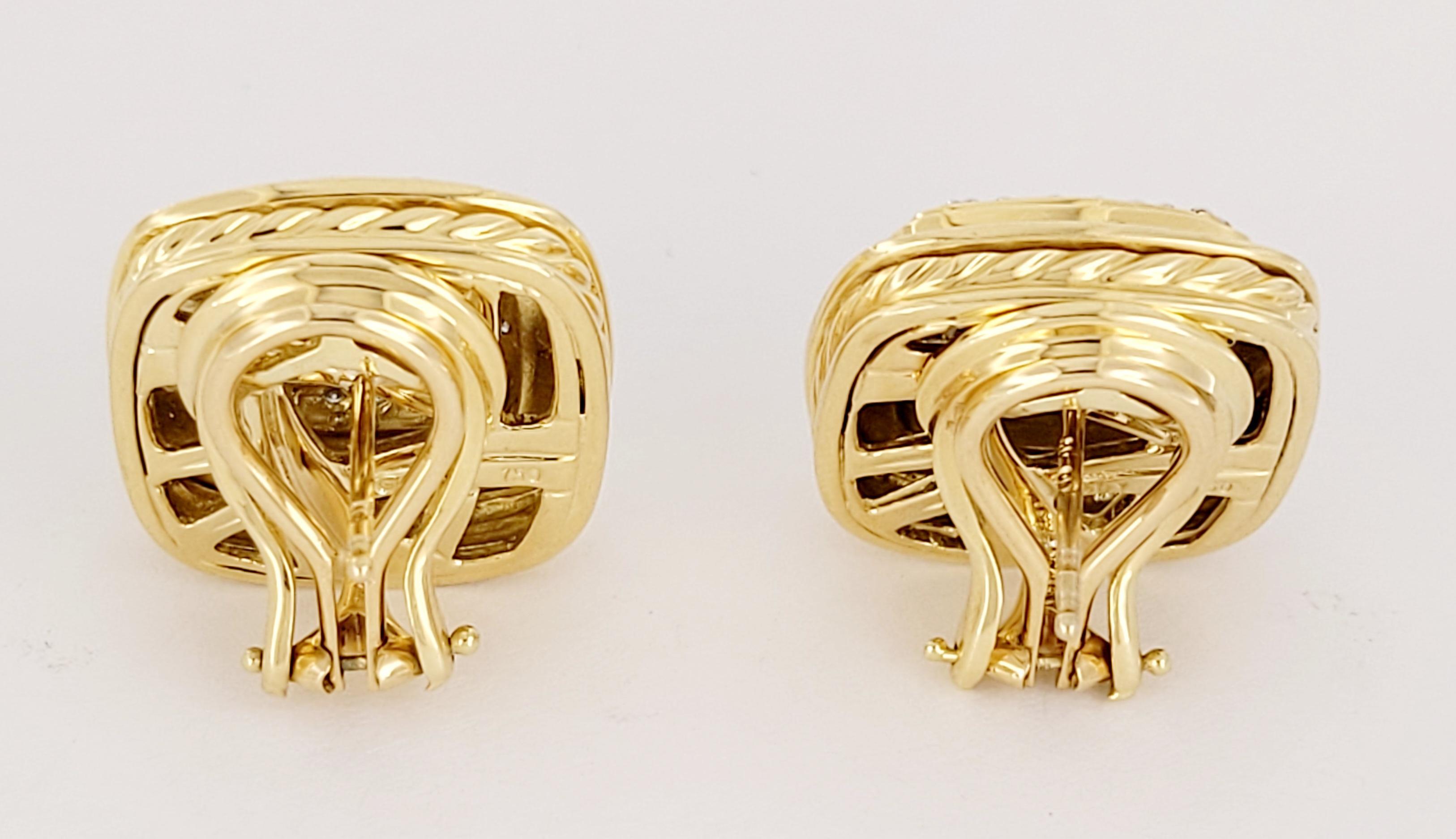 David Yurman Albion 18K Yellow Gold 2.00 tcw  Diamond Earrings In New Condition In New York, NY