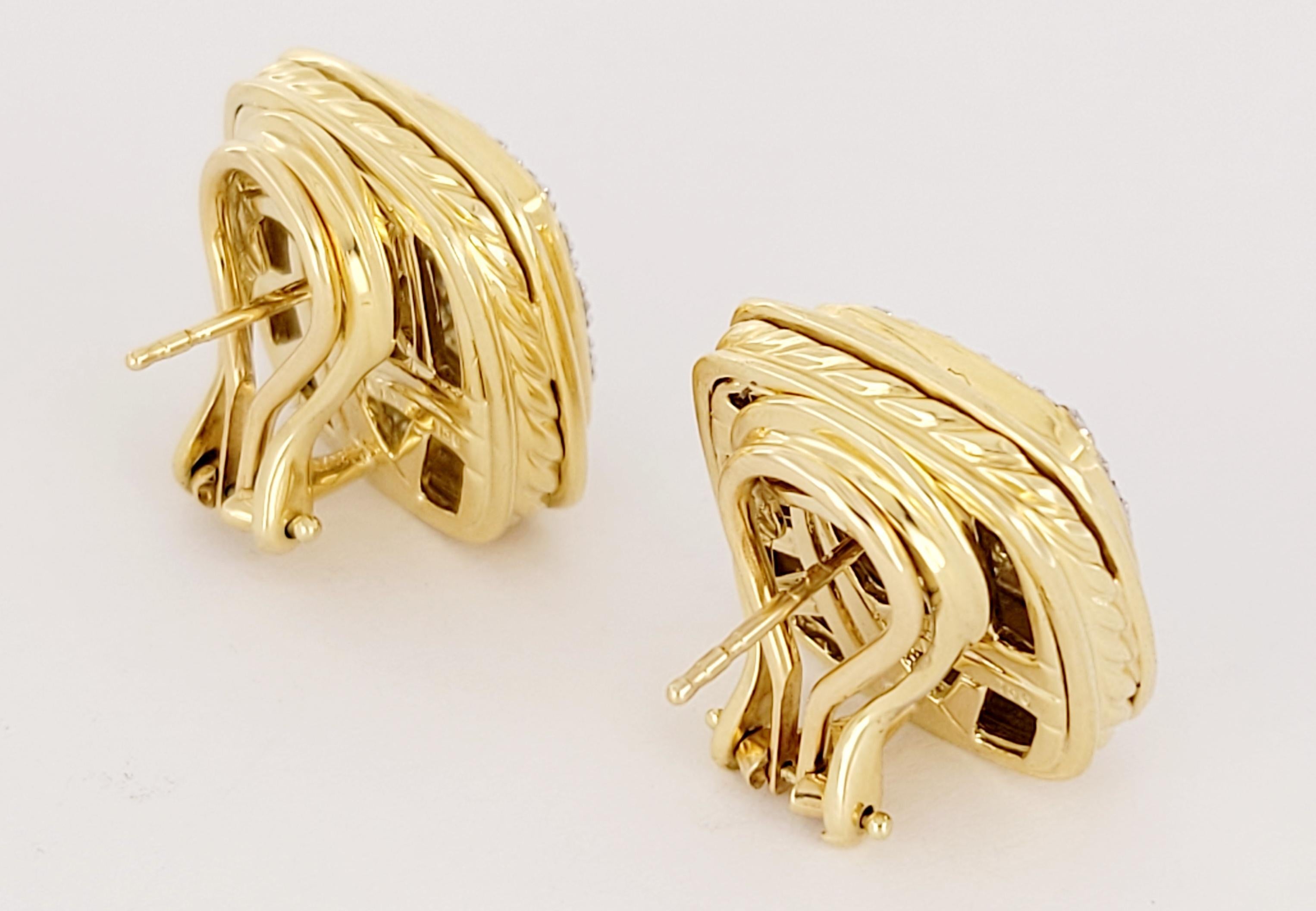 Women's David Yurman Albion 18K Yellow Gold 2.00 tcw  Diamond Earrings