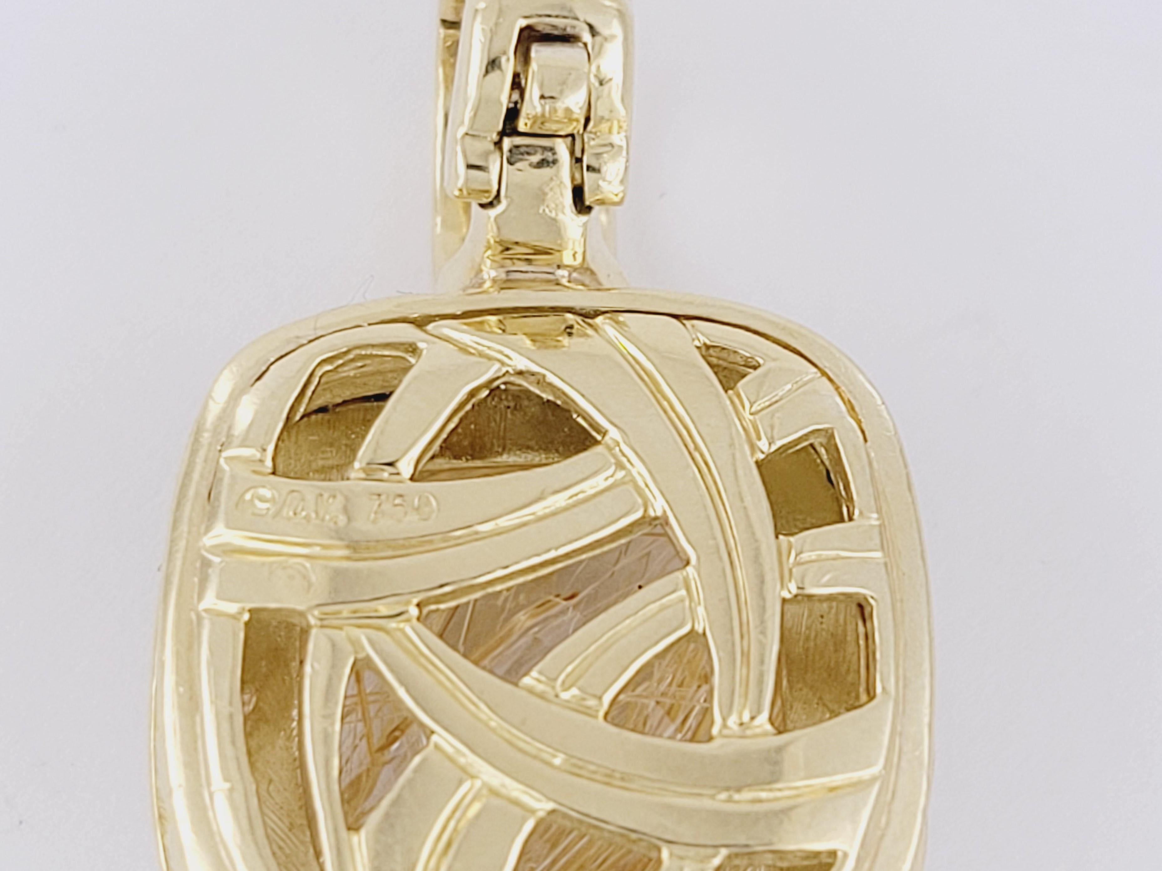 David Yurman Albion Pendentif en or jaune 18 carats, quartz rutile et diamants Unisexe en vente
