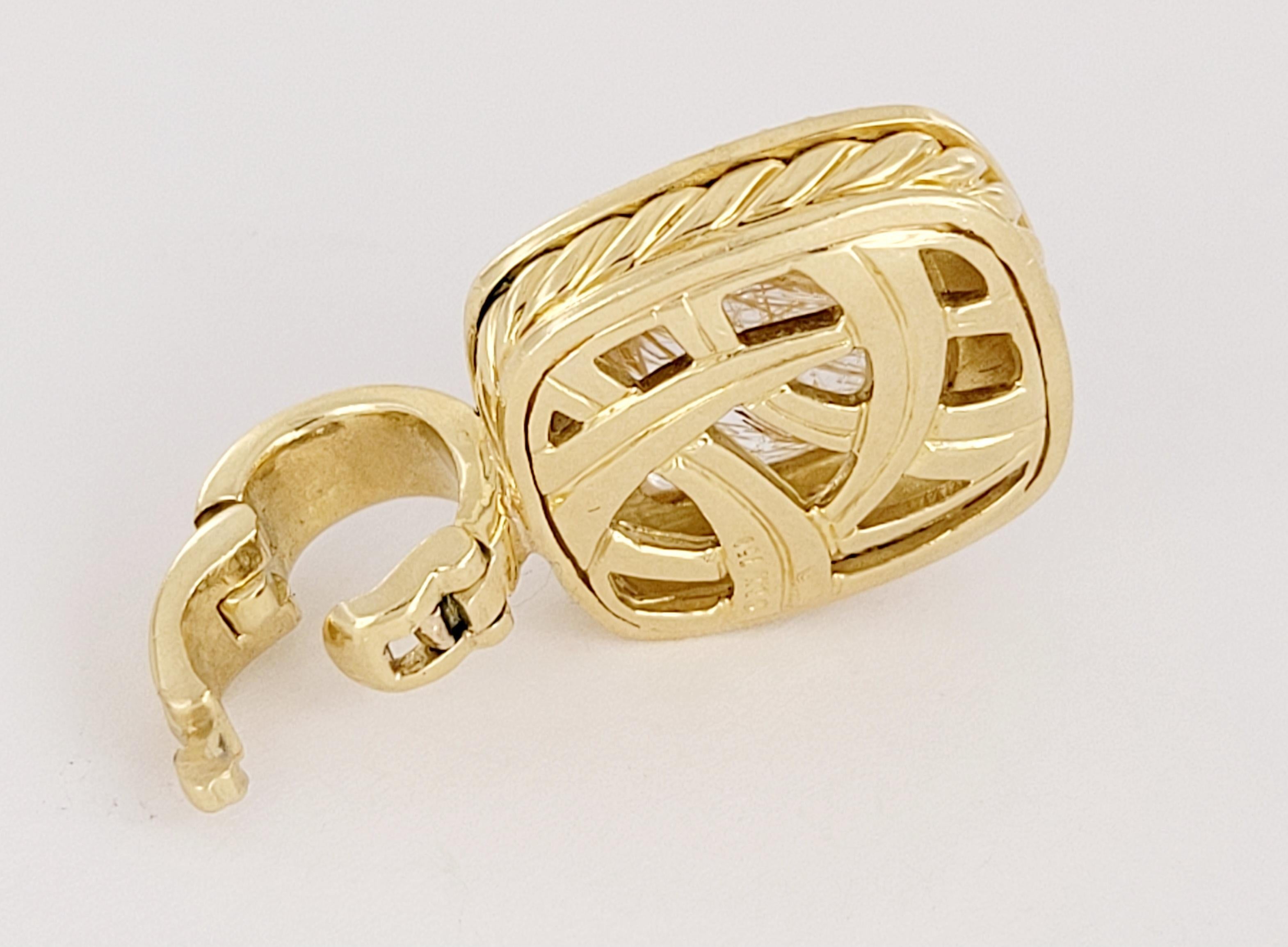 David Yurman Albion Pendentif en or jaune 18 carats, quartz rutile et diamants en vente 1