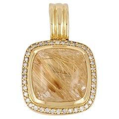 David Yurman Albion 18k Yellow Gold Rutilated Quartz & Diamond Enhancer Pendant