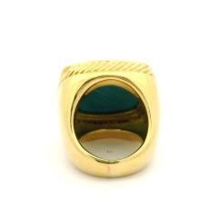 David Yurman Albion 18k Yellow Gold Turquoise & Diamond Large Bezel Heavy Ring