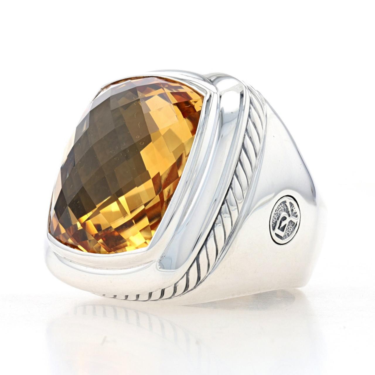 David Yurman Albion 20 mm Citrin-Ring Sterling 925 Cocktail Solitär Größe 6 im Zustand „Gut“ in Greensboro, NC
