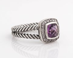 David Yurman Albion Amethyst and Diamond Ring in Sterling Silver