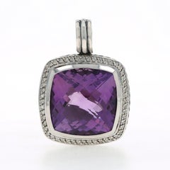 David Yurman Albion Amethyst Diamond Lg Enhancer Pendant Sterling925 .52ctw Halo