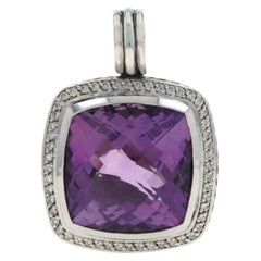 David Yurman Albion Amethyst Diamond Lg Enhancer Pendant Sterling925 .52ctw Halo