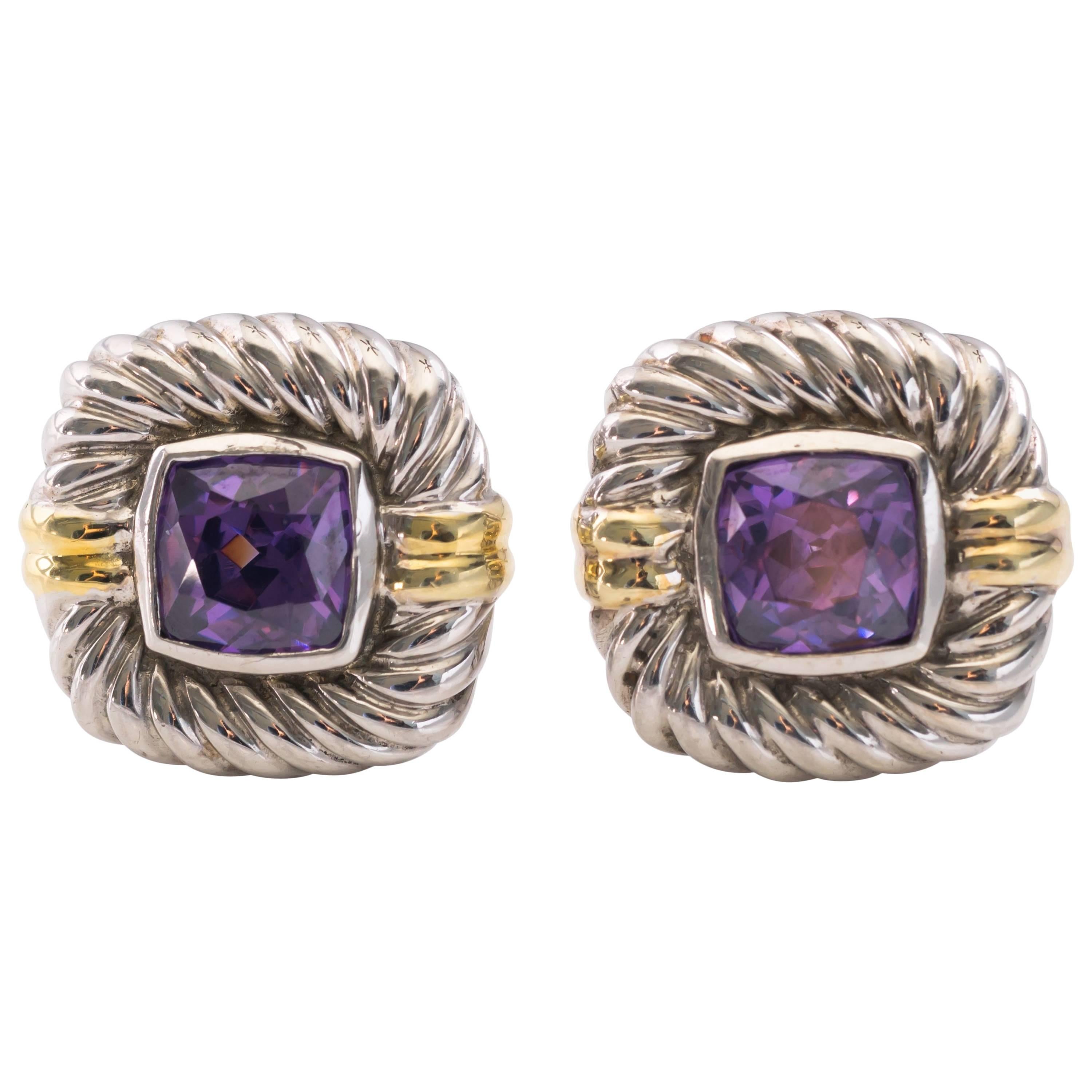 Diamond, Gold and Silver 2-Stone Earrings For Sale at 1stDibs