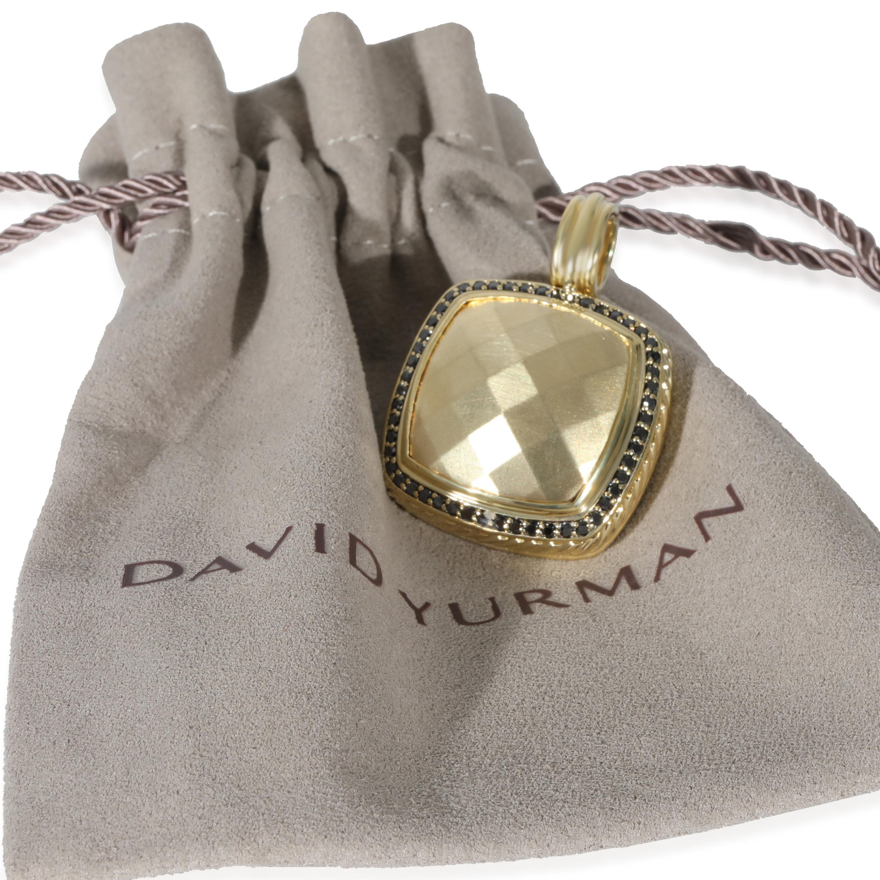 David Yurman Albion Black Diamond Pendant in 18k Yellow Gold 0.5 CTW In Excellent Condition For Sale In New York, NY