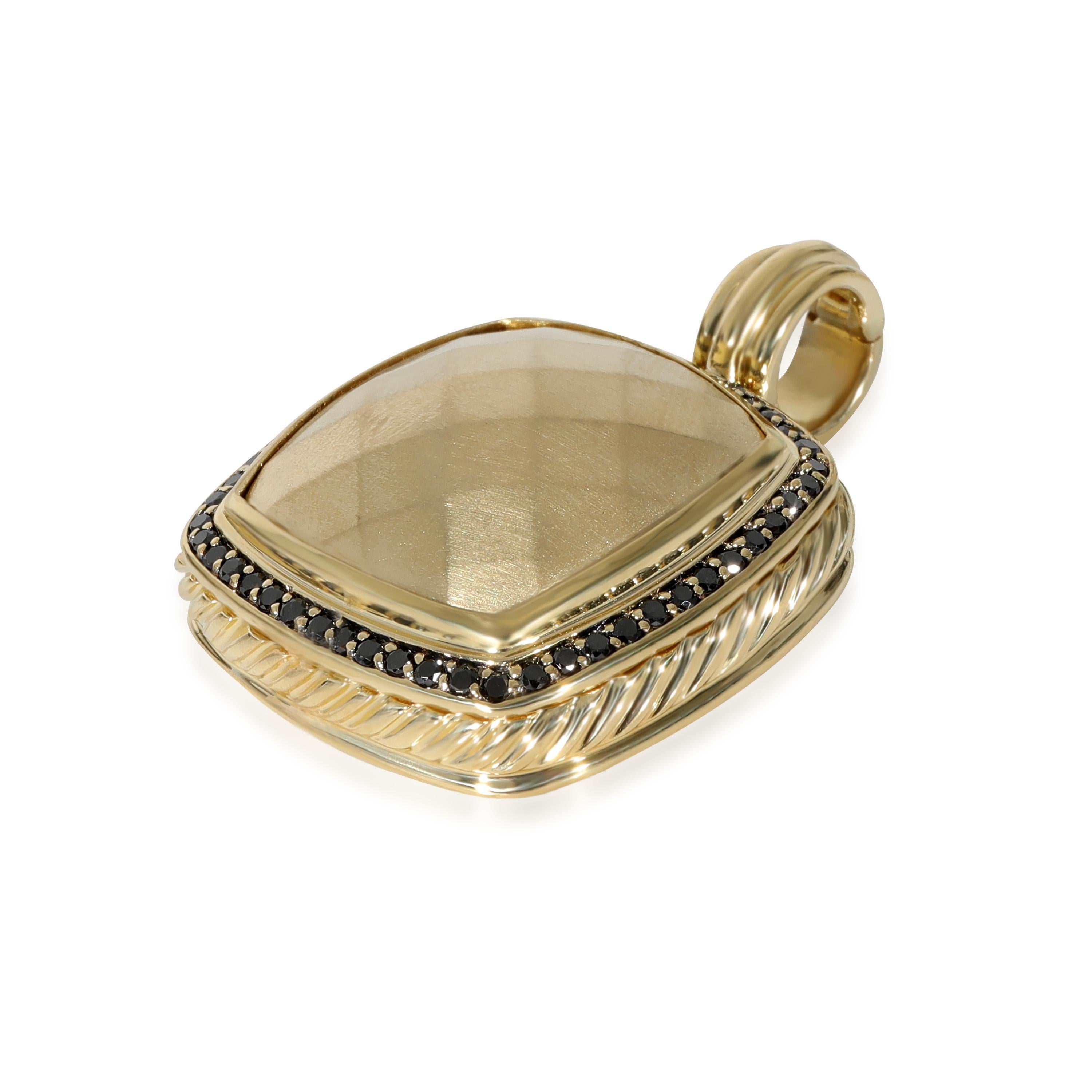 Women's or Men's David Yurman Albion Black Diamond Pendant in 18k Yellow Gold 0.5 CTW For Sale