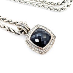 David Yurman Albion Black Onyx & Diamond Pendant Necklace in Sterling Silver