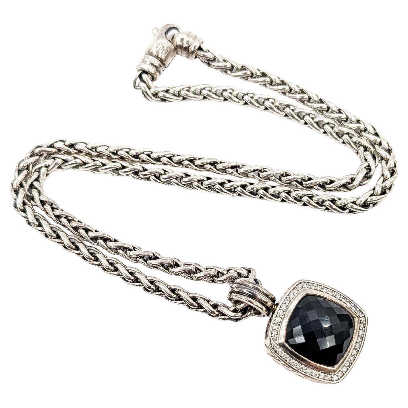 David Yurman Albion Black Onyx 
Diamond Pendant Necklace in Sterling Silver en venta