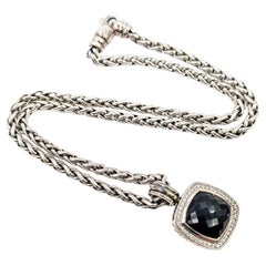David Yurman Albion Black Onyx 
Diamond Pendant Necklace in Sterling Silver