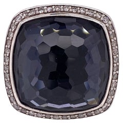 David Yurman Albion Schwarz Orchidee Diamant Kabel Split Shank Sterling Silber Ring