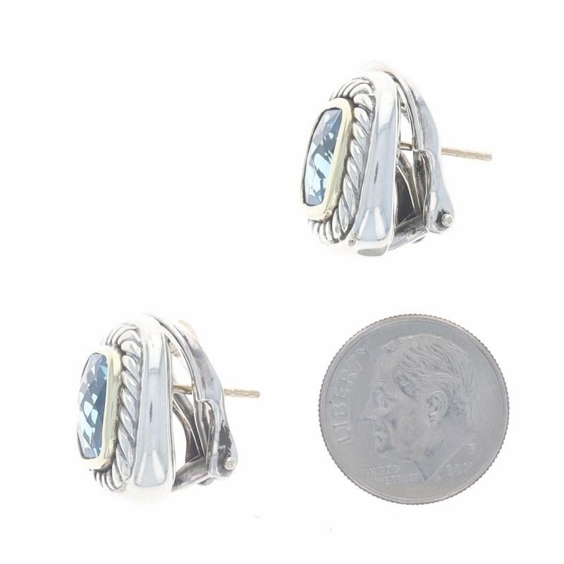 David Yurman Albion Blauer Topas Große Ohrstecker Sterling 925 Gelbgold 14k im Zustand „Hervorragend“ in Greensboro, NC