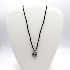 David Yurman Albion Blue Topaz Sterling Silver Pendant Enhancer Cord Necklace