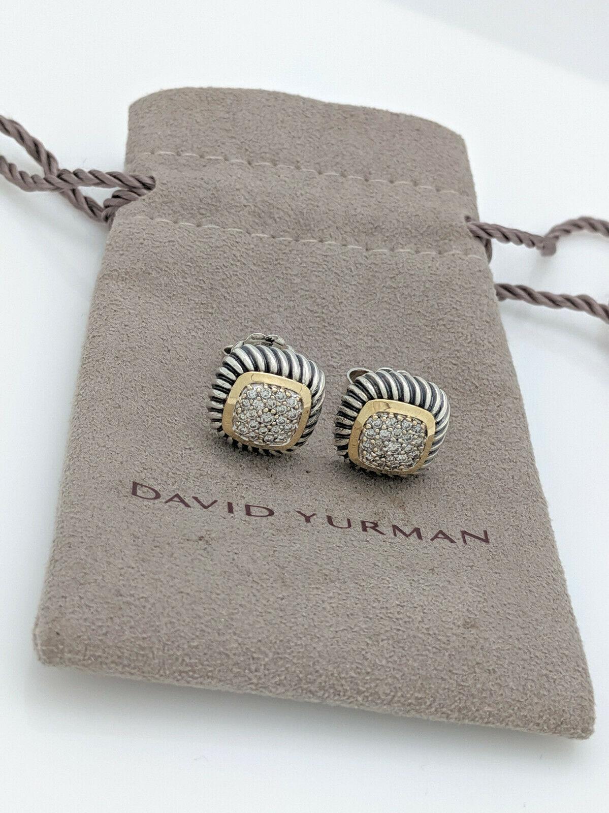 You are viewing a pair of David Yurman Diamond & Gold Albion Stud Earrings.
These earrings are crafted from 18k yellow gold and Sterling Silver, they weigh 8.3 grams. They measure 1/2