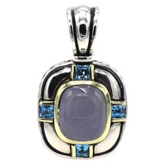 David Yurman Albion Chalcedony & Blue Topaz Silver & Gold Enhancer Pendant