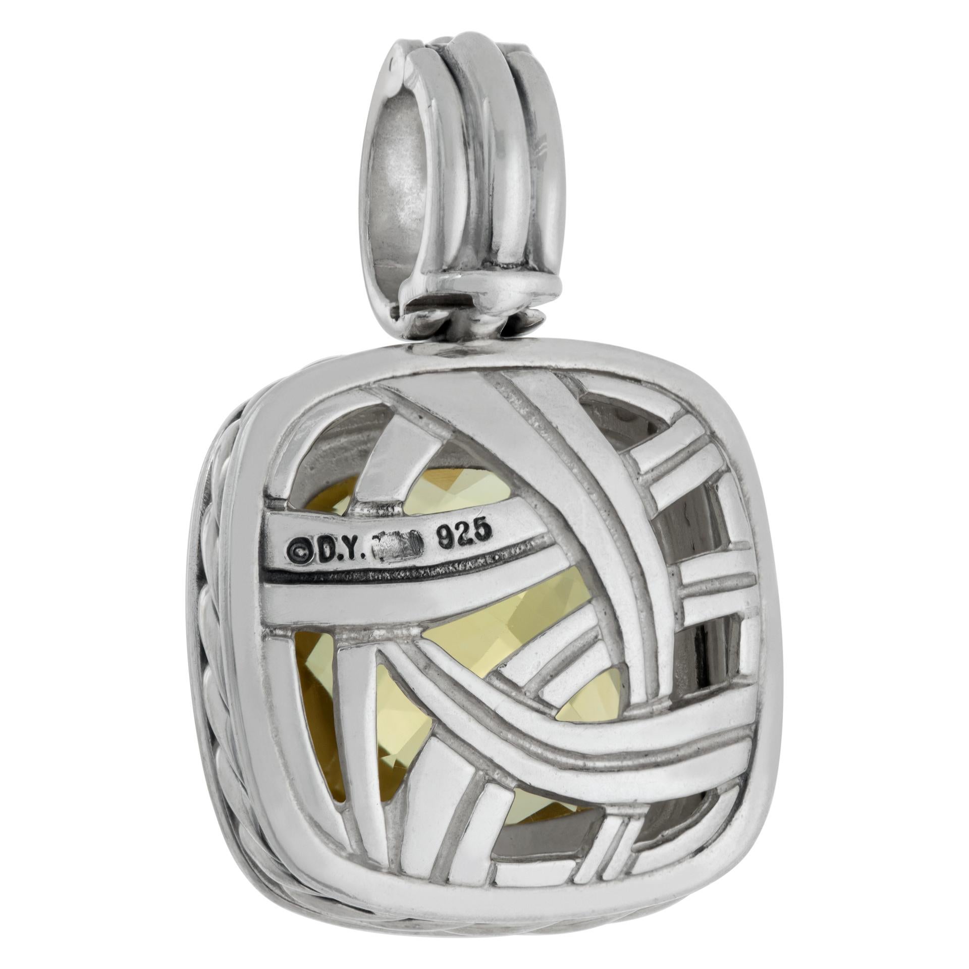 David Yurman Albion Pendentif en argent sterling avec citrine et diamants Excellent état à Surfside, FL