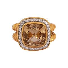 David Yurman Albion Ring aus 18 Karat Gold mit Citrin und Diamanten