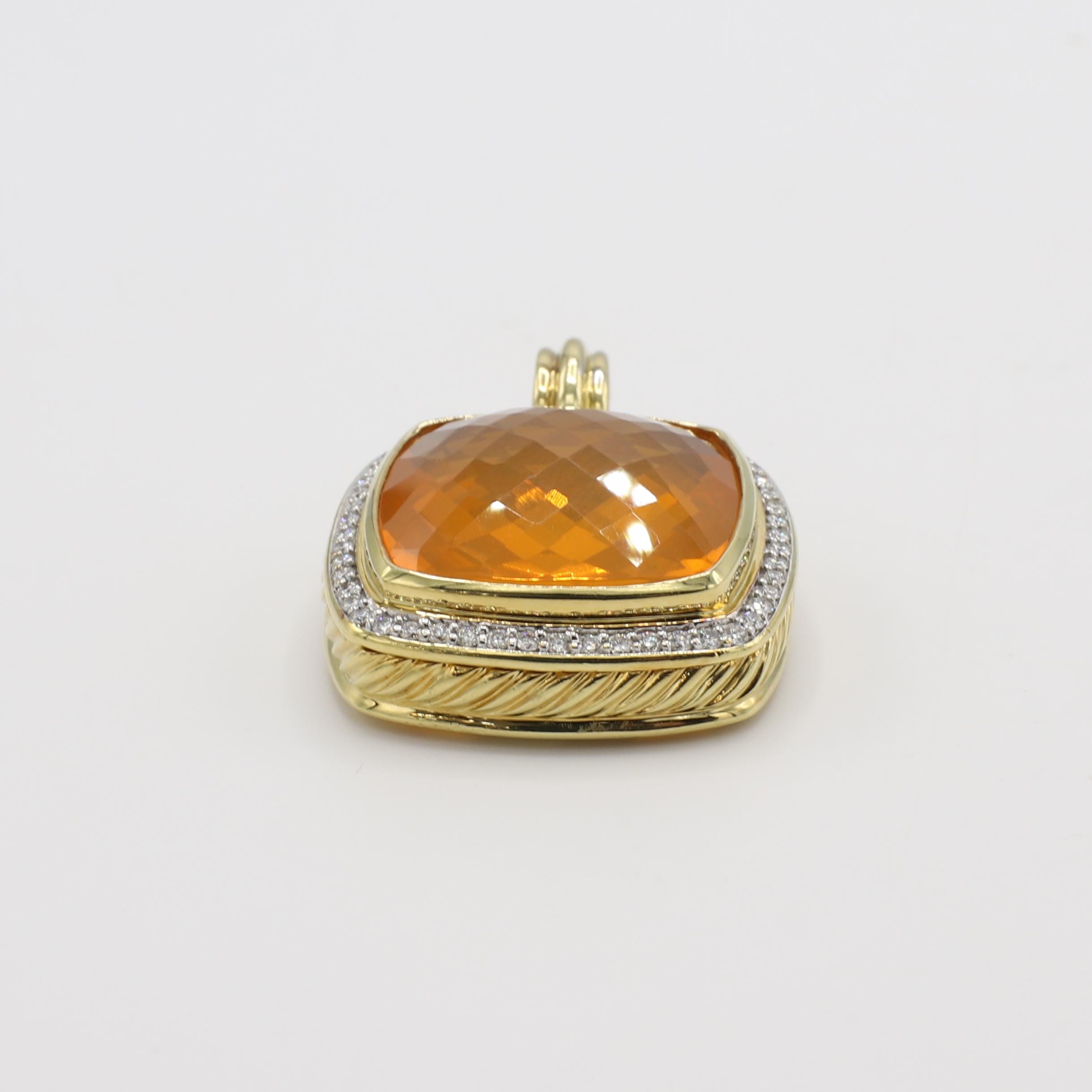 Modern David Yurman Albion Citrine & Diamond Pendant Enhancer