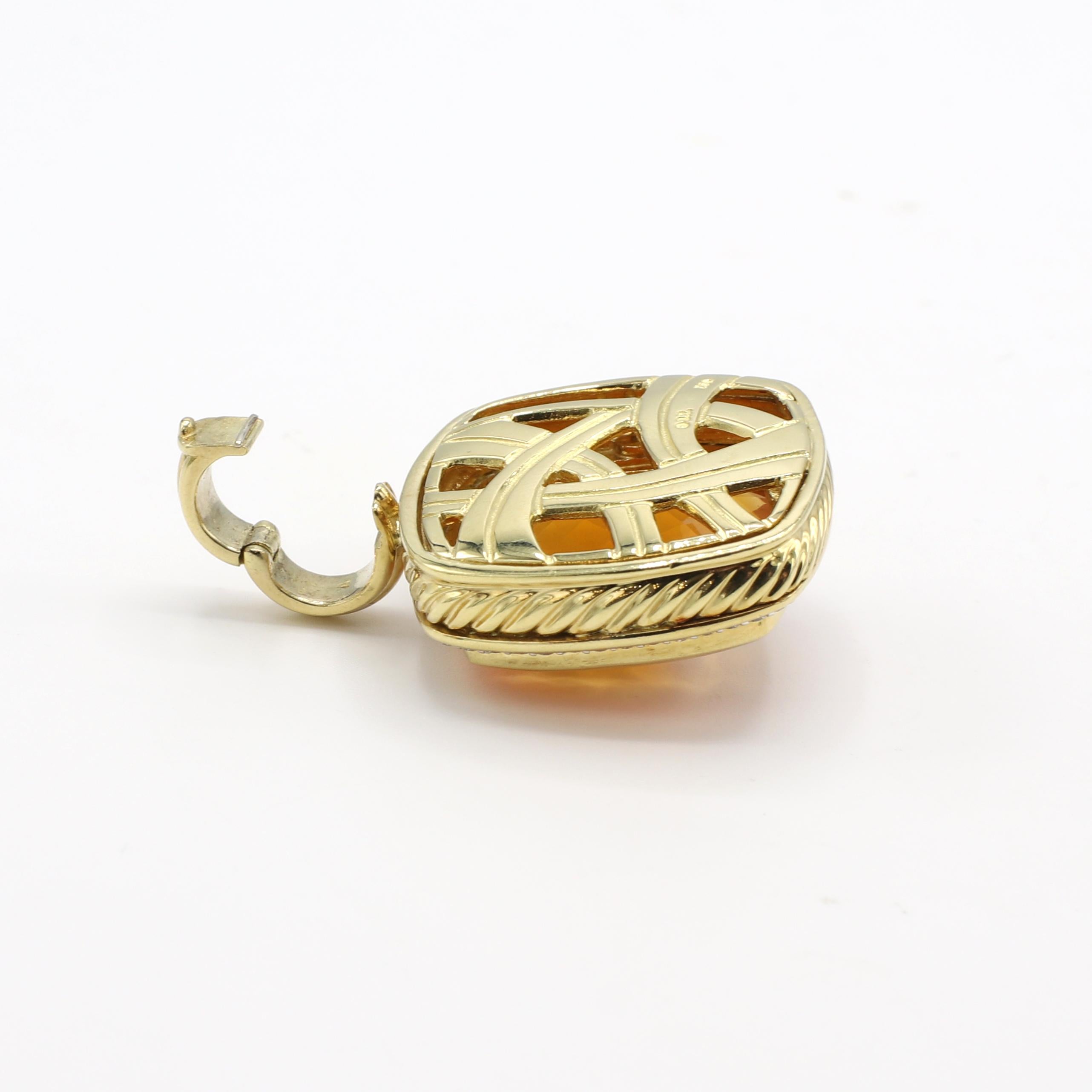 Cushion Cut David Yurman Albion Citrine & Diamond Pendant Enhancer