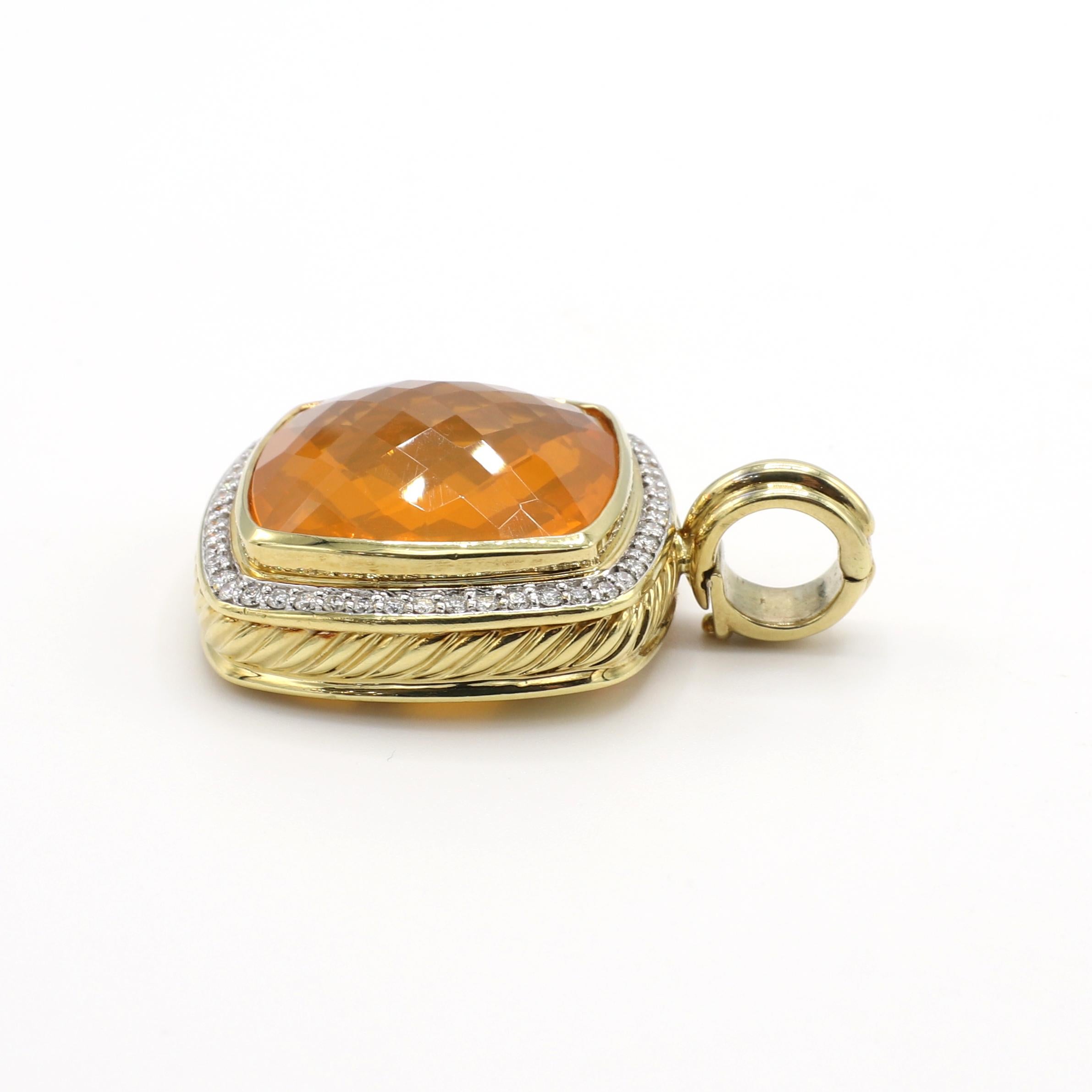 David Yurman Albion Citrine & Diamond Pendant Enhancer In Excellent Condition In  Baltimore, MD