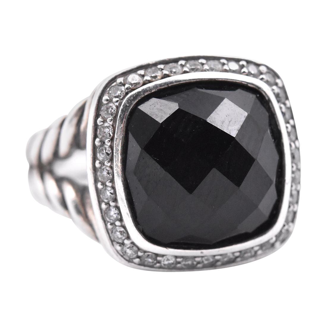 David Yurman Albion Collection Onyx and Diamond Ring