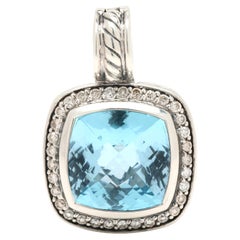 David Yurman Albion Diamond and Blue Topaz Enhancer Pendant, Sterling Silver
