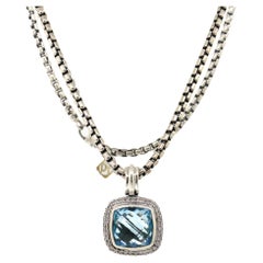 David Yurman Albion Diamond and Blue Topaz Pendant Necklace