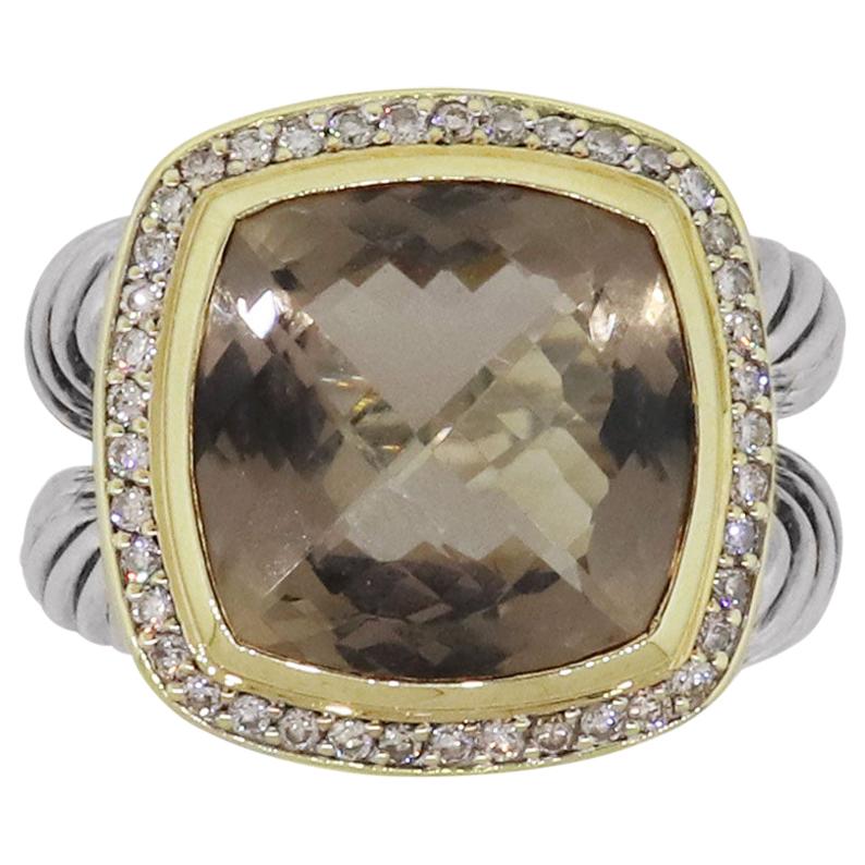 David Yurman Albion Diamond and Smoky Quartz Ring