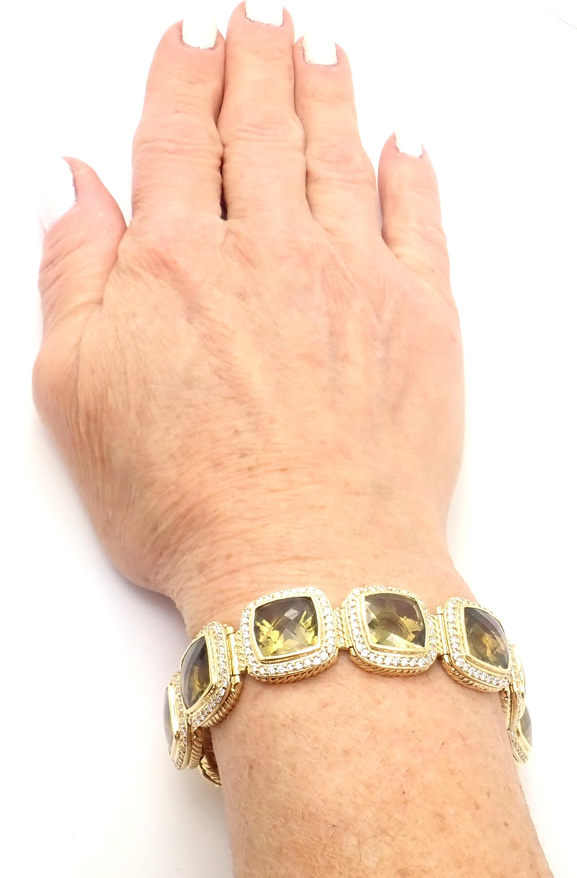 David Yurman Albion Diamond Citrine Wide Link Yellow Gold Bracelet 2