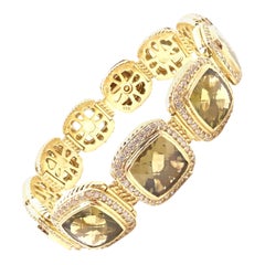 Vintage David Yurman Albion Diamond Citrine Wide Link Yellow Gold Bracelet