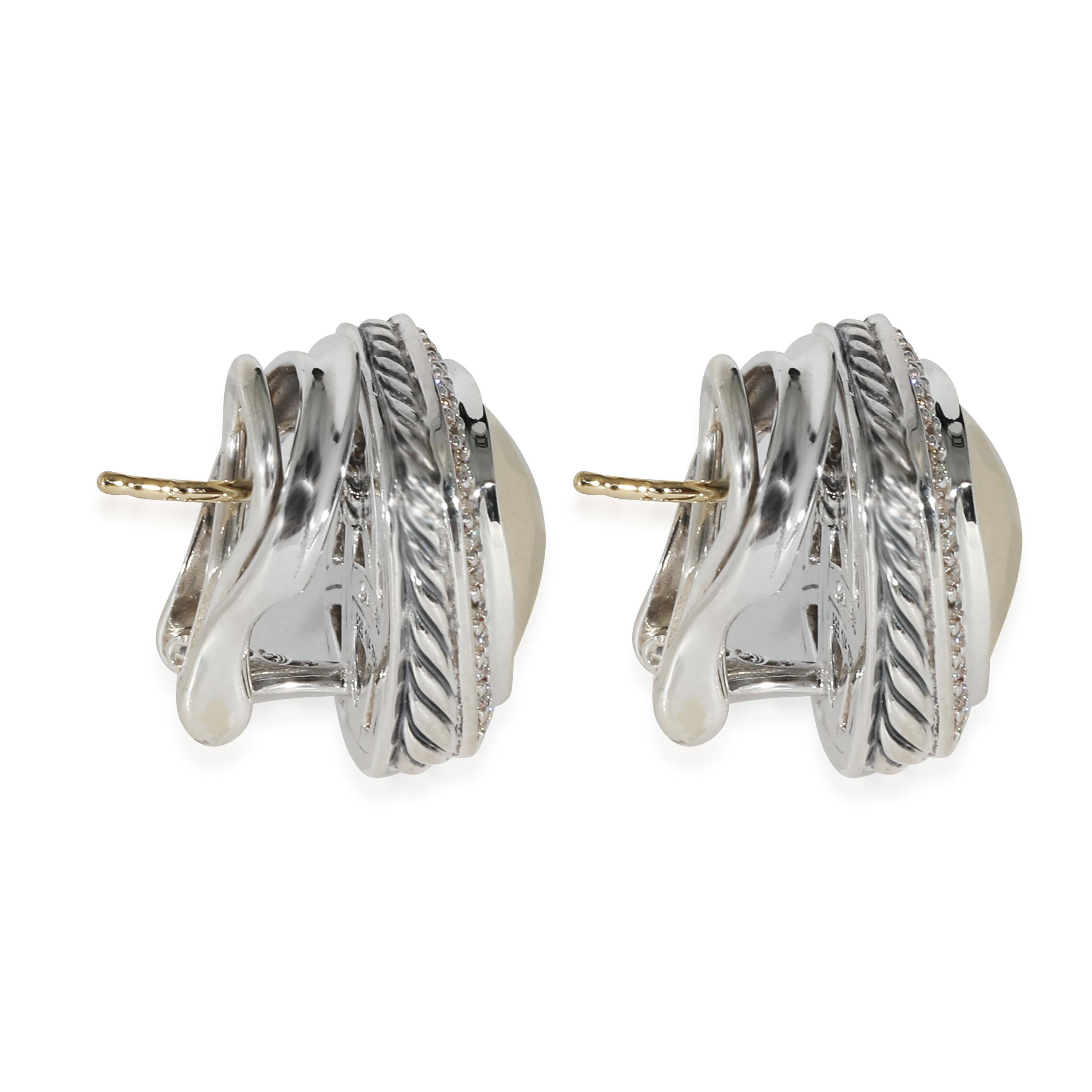 Women's or Men's David Yurman Albion Diamond Earrings in 18K Yellow Gold/Sterling Silver 0.5 CTW