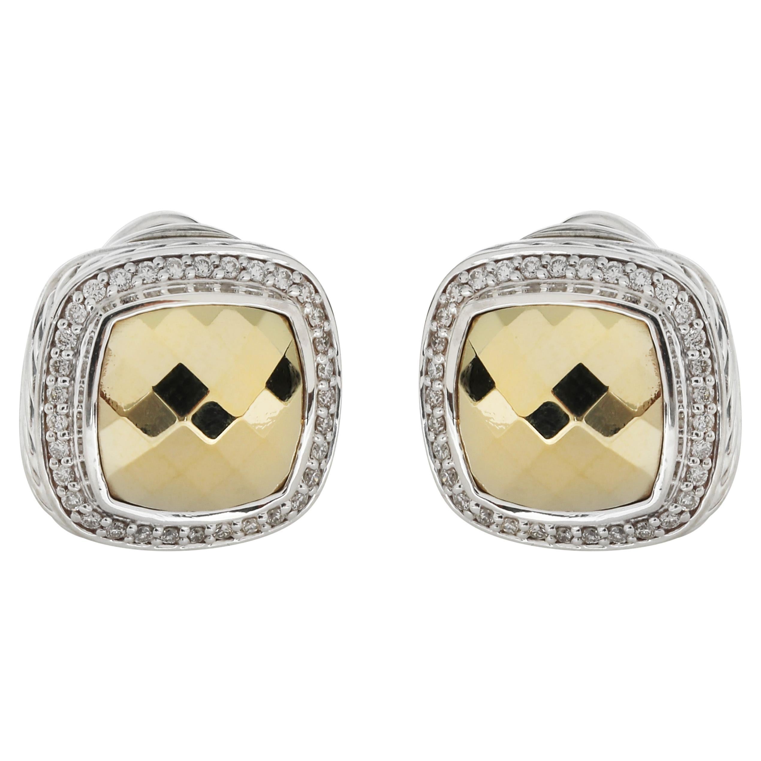 David Yurman Albion Cable Gold Sterling Silver Dome Earrings at 1stDibs