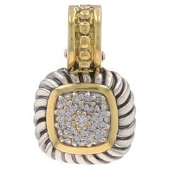 David Yurman Albion Diamond Enhancer Pendant Sterling 925 Yellow Gold 18k .30ctw