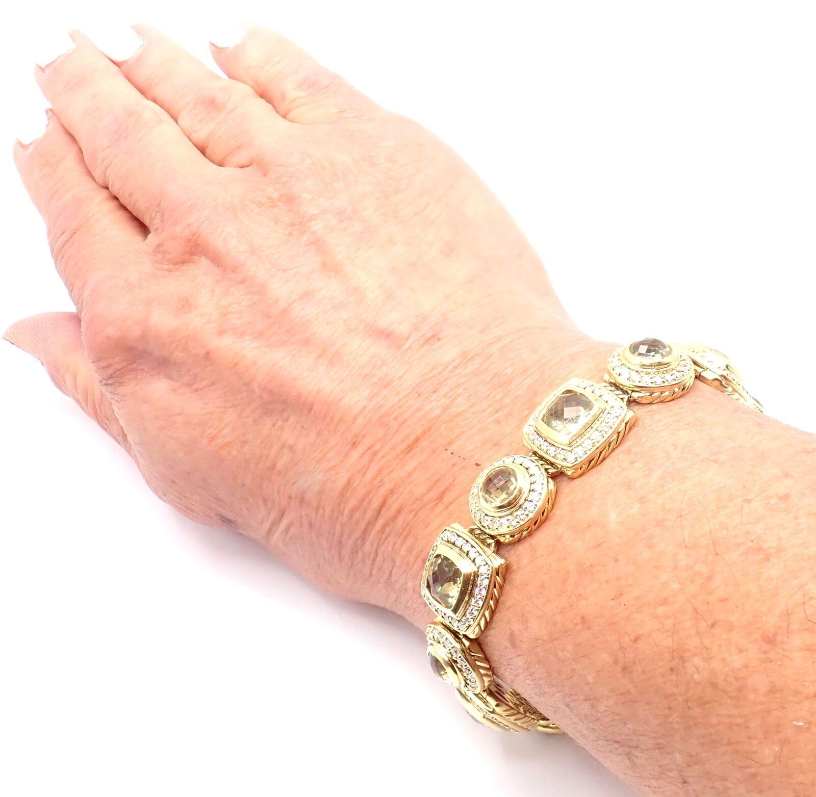 David Yurman Albion Bracelet à maillons en or jaune, diamants et citrine citron en vente 7