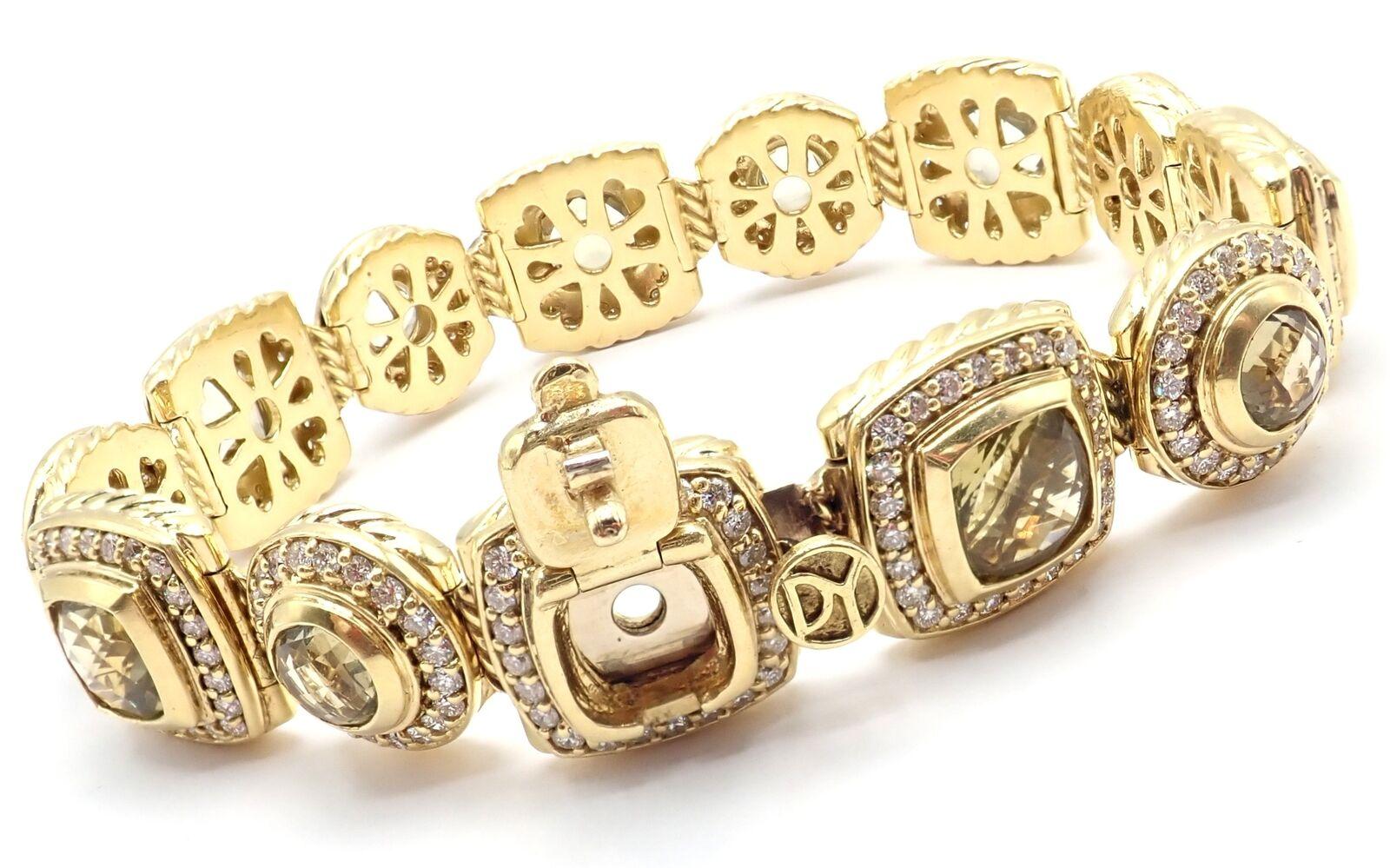 Taille brillant David Yurman Albion Bracelet à maillons en or jaune, diamants et citrine citron en vente