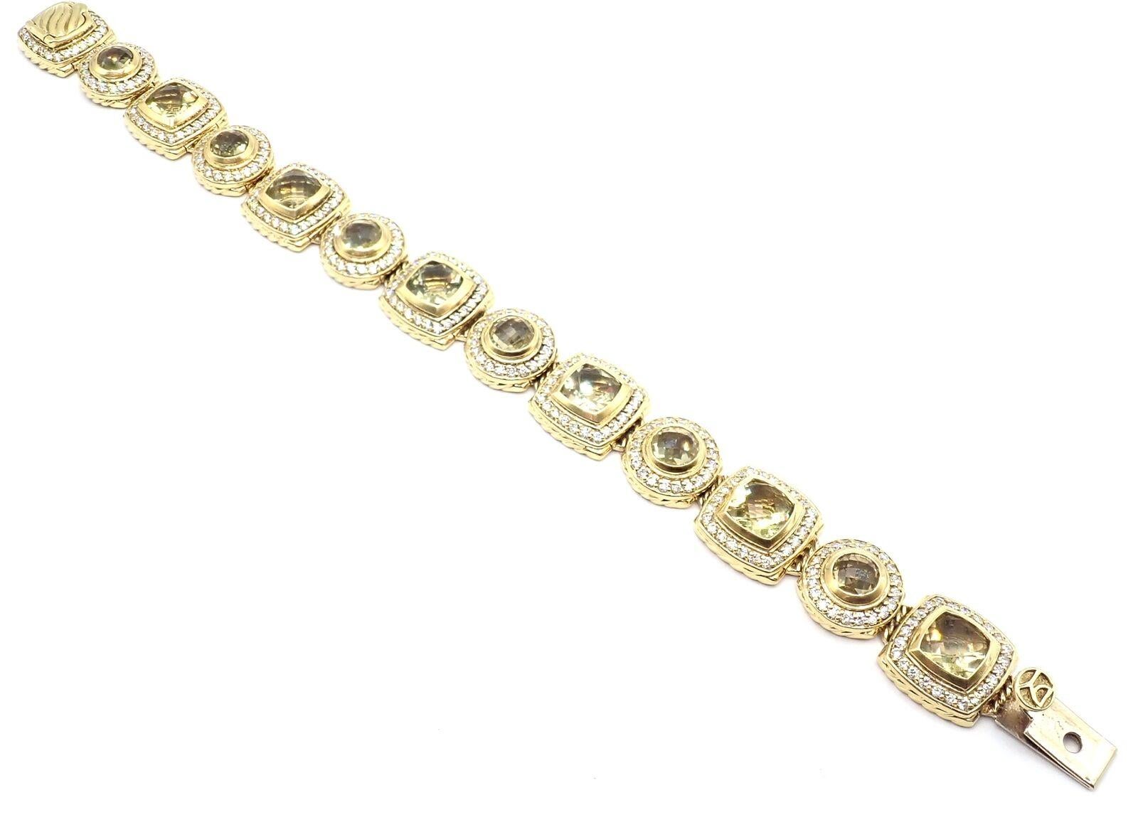 David Yurman Albion Bracelet à maillons en or jaune, diamants et citrine citron Excellent état - En vente à Holland, PA