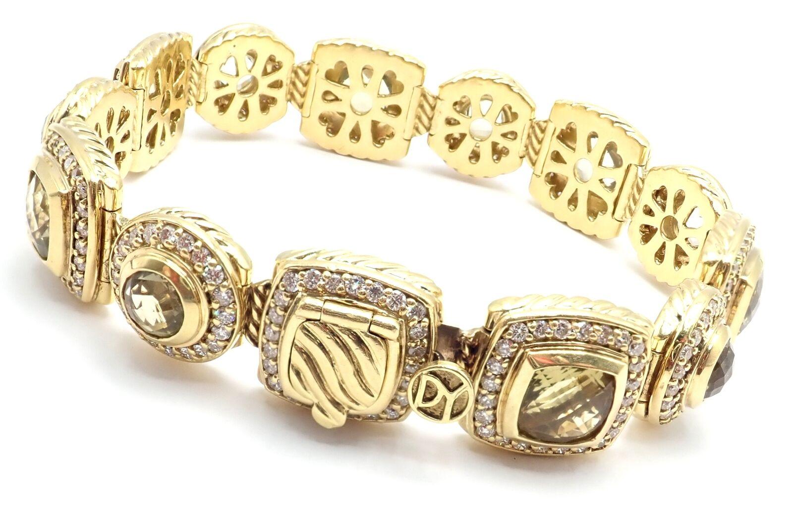 David Yurman Albion Bracelet à maillons en or jaune, diamants et citrine citron en vente 1